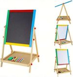 2 In 1 Children Black/White Board Adjustable Wooden Easel Kids Drawing Board UK
