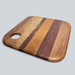 Vintage Mid-Century Multi-Wood Striped Chopping & Serving Board