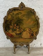 Rococo Gilt Fireplace Screen by Atsonea with Blind Mans Bluff Renaissance Scene