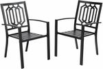 Patio Chairs Set of 2 Dining Chairs Stackable Metal for Bistro Backyard Garden