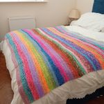 HAND CROCHET RUG THROW BLANKET CAMPING BOHO HOME GARDEN