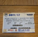2012 Wigan V Manchester United  Premier league used Ticket Stub Rare