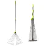 Adjustable Telescopic Metal Garden Rake Long Handle Lawn Garden Leaf Rake