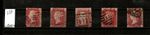 1858 SG43/4 1d Penny Plates (List 2) Nos 124 to 178 with letters.