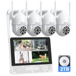 ANRAN 5MP CCTV Security Camera System 12" Monitor Wireless WIFI Audio +2TB