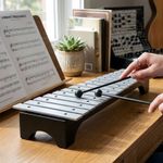15 Notes Professional Glockenspiel Xylophone with Beaters & Metal Keys Silver 