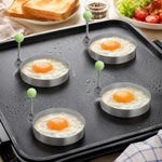 4X Stainless Steel Egg Rings with Heat Resistant Handles for Breakfast