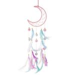 PEAPIN 1PCS Moon Dream Catcher, Girls Bedroom Accessories(Pink) Medium, Pink