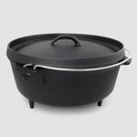 ExcelSteel 6 QT Cast Iron Camping Dutch Oven with Handle & Leg Base