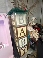 Wooden Decorative "BABY" Letter Blocks Baby Shower Decor Boys & Girls