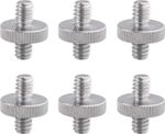 6Pcs 1/4 inch Male to 1/4 inch Male Metal Threaded Screw Adapter Tripod Screw Co