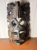 Vintage Aztec/Mayan Carved Wood Sculpture Ethnic Statement Decor