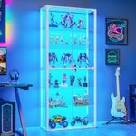6-Tier Glass Display Cabinet with RGB Lights, Glass Doors, App Control & Shelves