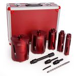 RED TEN Dart 10 Piece Dry Diamond Core Drill Bit Kit Set,Adaptors & Case,DB00880