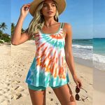 Womens Tankini Set Boy Shorts Swimsuit Bathing Beach Swimwear Costume