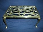 Vintage Solid Brass Ornate Trivet Stand H: 11cm  L: 22.5cm