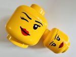Official LEGO Head Storage Set Of 2 Large Winking Girl Small Girl Good Condition