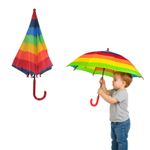 Rainbow Kid's Umbrella Metal 8 Ribs Safe Colorful Canopy Tips Windproof Rain/Sun