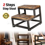 Universal 2 Tier Step Stools for Adults Kids, Heavy Duty Steel Sturdy Wide Pedal