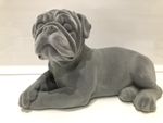 Grey Velveteen Pug Ornament Dog Figurine Gift Present