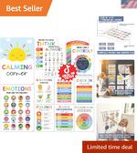 12 Calming Corner Classroom Posters 10x14 - Feelings Wheel Chart & Emotions P...