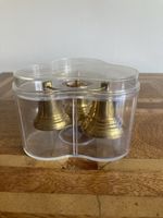 Rare Vintage USSR Russian Valdai Brass Bells Set of 3 in Plastic Case