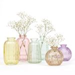 Ribbed Coloured Glass Bud Vase Decorative Flower Vases Wedding Centrepiece Gifts