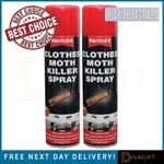 2 x CLOTHES MOTH KILLER SPRAY 300ML RENTOKIL REPELLS CARPET FABRIC WARDROBE NEW