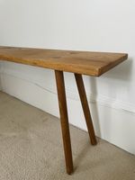 Vintage Antique Shaker Style Solid Oak Wooden End of Bed Dining Bench Chair Seat