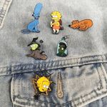 6Pcs Simpsons Halloween Enamel Pin Set Bat Marge Witch Homer Metal Brooch Badge