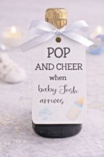 Personalised Custom Baby Boy Shower Champagne Tags, Mini Bottle Labels White