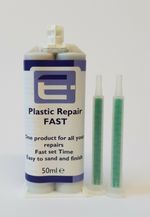 2K PLASTIC REPAIR ADHESIVE 50ml Bumper Cracked Broken Motorbike Black Kit