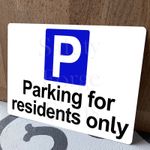 Parking for Residents Only. Metal Safety, Warning Sign, Plaque
