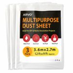 ARVO 3 Pack Extra Large Plastic Dust Sheets for 12ft X 9ft - 3 Pack, Clear 