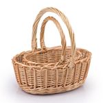 Set of 2 Nesting Wicker Hamper Basket With Handles In Oval, Boat OR Round Shape