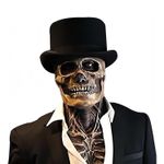 AUSTUFF Halloween Skull Mask with Black Hat, Scary Full Head Horror Mask with Mo