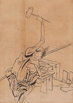 JAPANESE ANTIQUE KATSUSHIKA HOKUSAI INK DRAWINGS