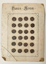 Antique Victorian Card of 24 "Paris Mode" Brass Buttons  Rare Unused Set1890s