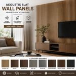 Acoustic Slat Wall Panels Wood Oak Walnut Grey Black Sound Absorbing 2400x600
