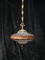 Decorative Vintage Italian 2 Light Cut Crystal Glass Heavy Brass Lantern Pendant
