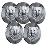 5 x Scottsdale Mint 1 oz Silver STACKER® - Grizzly Bear (eBay Exclusive) #A122