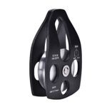 T- Outdoors Climbing 32KN Rescue Pulley Single Sheave With Swing Plate (Black)