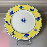 Lynn Chase Costa Azzurra Bread & Butter Plate  95874 Yellow W/ Blue Sea Life 6.5