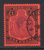 M4768 Bermuda 1952 SG121e - £1 bright violet & black/scarlet perf 13.