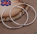 925 Sterling Silver Hoop Earrings Large Hooped Sleeper 50mm 5cm Ladies UK