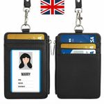 Black Leather Badge Holder Wallet Work Office ID Card Credit Card Lanyard nEW