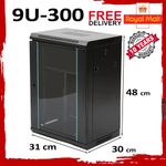 9U 300mm 10" Black Network Cabinet Data Comms Wall Rack, Patch Panel Switch LAN.