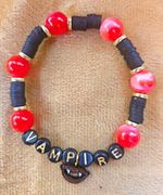 Halloween Beaded Charm Stretch Bracelet Letter Beads  Charm Black Red and Gold
