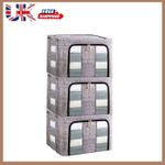3PCS 66L Storage Box for Clothes Folding Wardrobe Organizer Tidy Heavy Duty Box