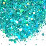 CHUNKY GLITTER MIX HOLOGRAPHIC IRIDESCENT Turquoise Craft Pack Large Set UK 100g